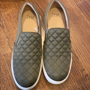 Green slide on shoes